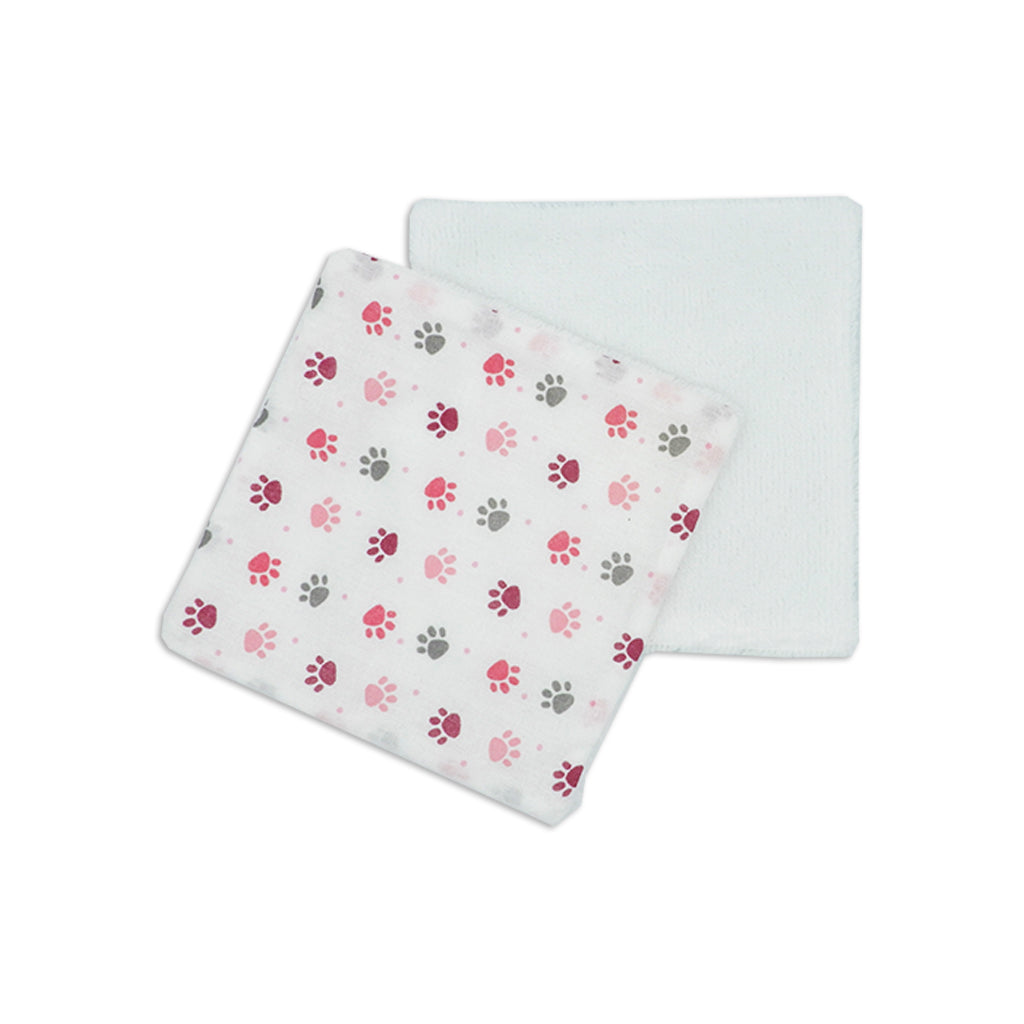 Lingette Lavable pour bébé  - Pattes roses